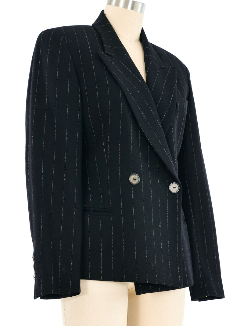 Escada Black Pinstripe Blazer Jacket arcadeshops.com