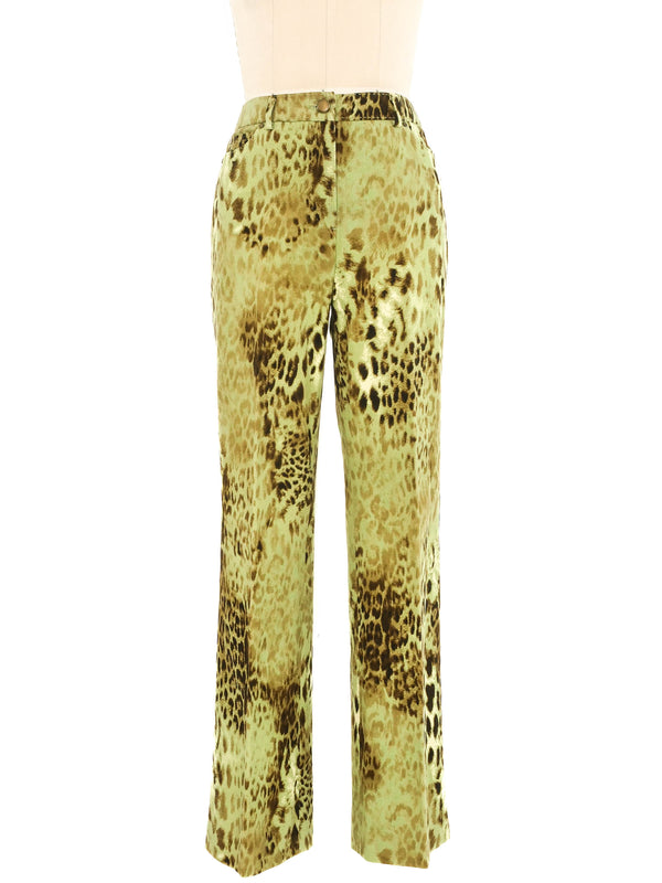 1980s Lime Leopard Print Pants Bottom arcadeshops.com