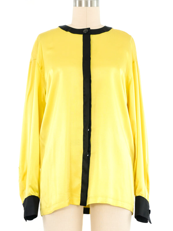 Escada Citron Yellow Silk Blouse Top arcadeshops.com