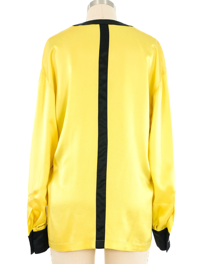 Escada Citron Yellow Silk Blouse Top arcadeshops.com