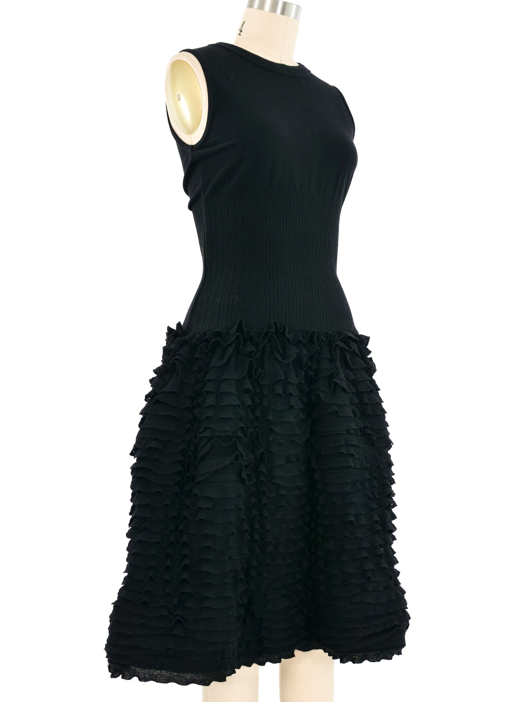 Alaia Ruffle Skirt Knit Dress