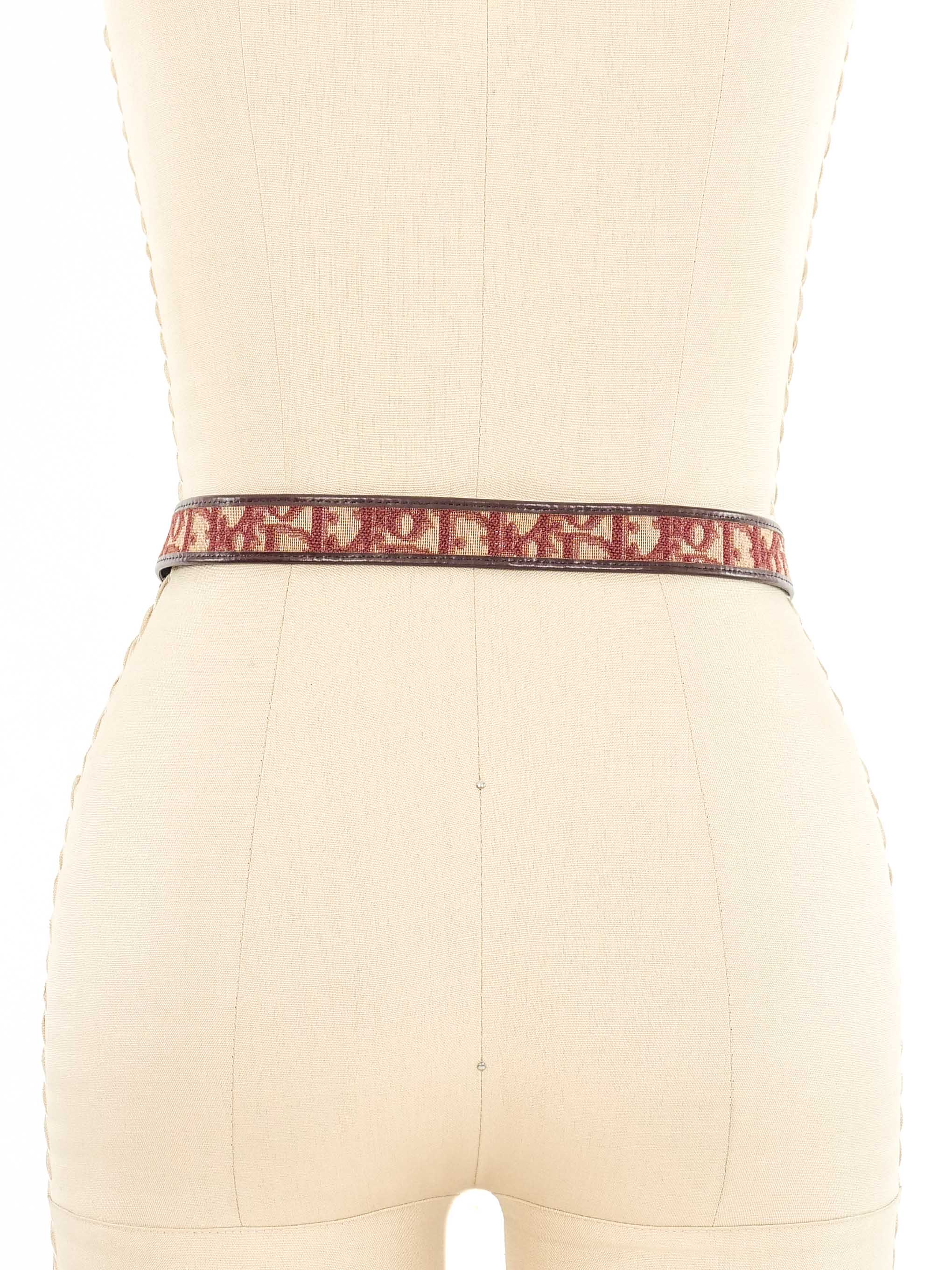 Christian Dior Burgundy Skinny Trotter Belt