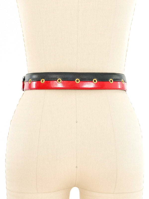 1980s Black And Red Two Tone Belt Accessory arcadeshops.com