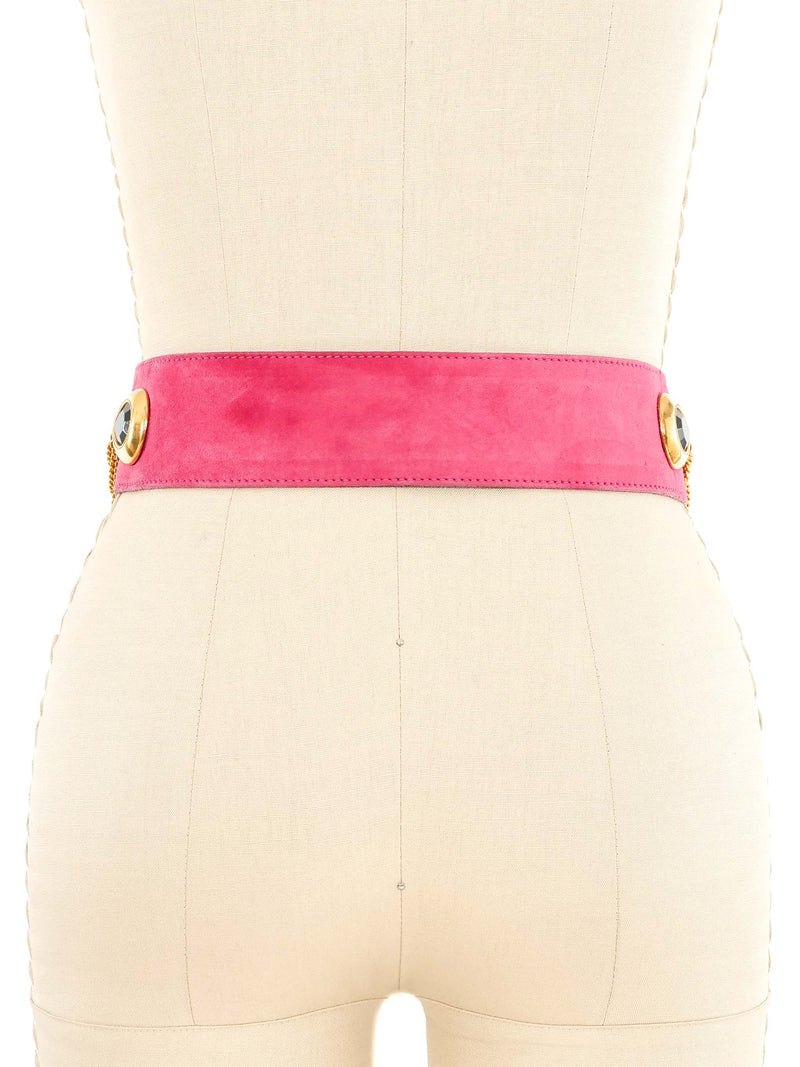 Escada Pink Suede Chain Accent Belt Accessory arcadeshops.com