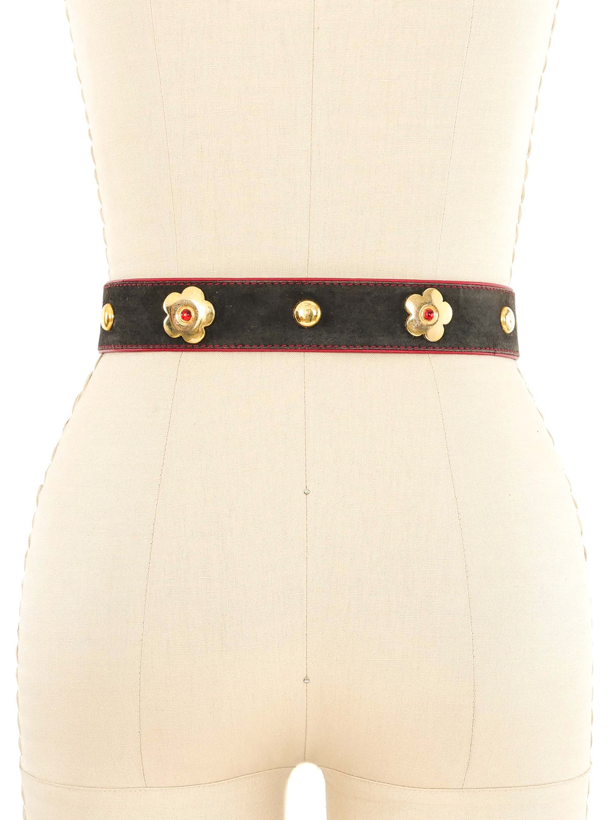 Escada Black Suede Studded Daisy Belt Escada Black Suede Studded Daisy Belt main image 3