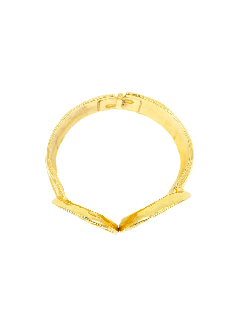 Hammered Goldtone Swirl Clamper Bangle Accessory arcadeshops.com