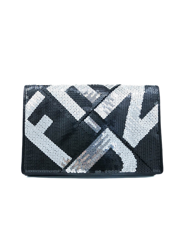 Fendi Sequin Logo Crossword Clutch Accessory arcadeshops.com