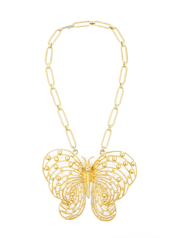 Goldtone Butterfly Pendant Necklace Accessory arcadeshops.com
