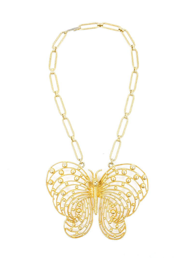 Goldtone Butterfly Pendant Necklace Accessory arcadeshops.com