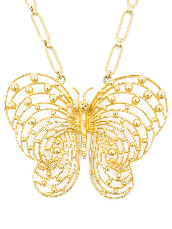Goldtone Butterfly Pendant Necklace Accessory arcadeshops.com