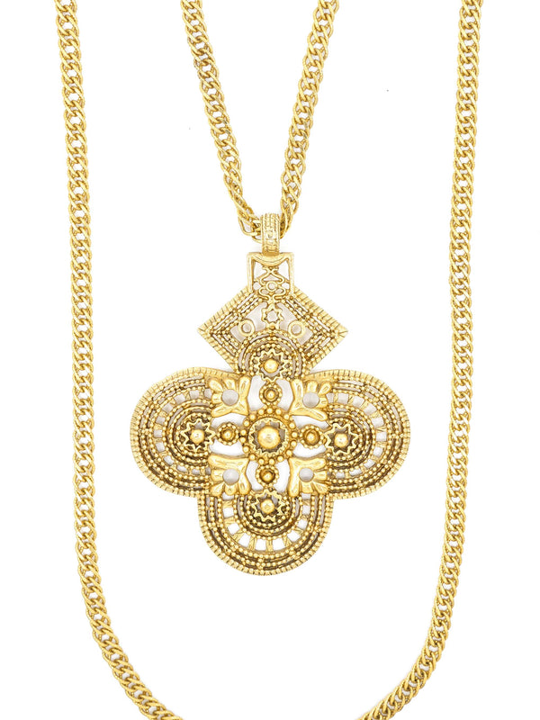 Layered Byzantine Cross Pendant Necklace Accessory arcadeshops.com