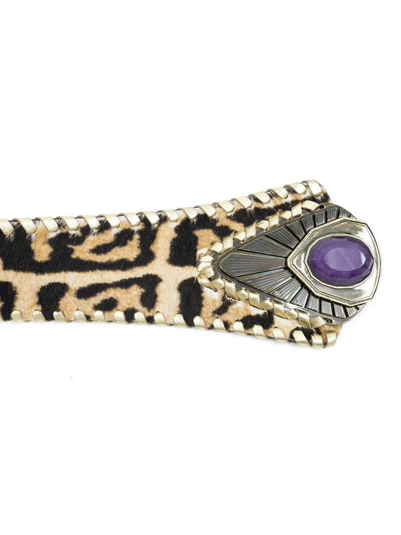 Roberto Cavalli Leopard Pony Hair Whipstitch Belt Accessory arcadeshops.com