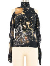 2003 Roberto Cavalli Zodiac Exposed Shoulder Blouse Top arcadeshops.com