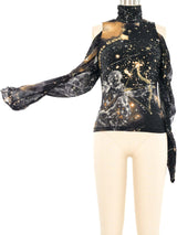 2003 Roberto Cavalli Zodiac Exposed Shoulder Blouse Top arcadeshops.com