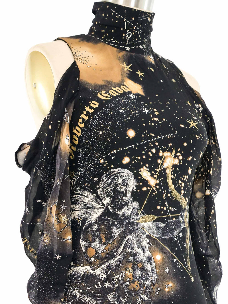 2003 Roberto Cavalli Zodiac Exposed Shoulder Blouse Top arcadeshops.com