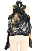 2003 Roberto Cavalli Zodiac Exposed Shoulder Blouse Top arcadeshops.com