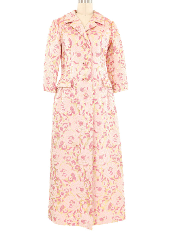 1960s Dynasty Pink Metallic Maxi Coat Outerwear arcadeshops.com