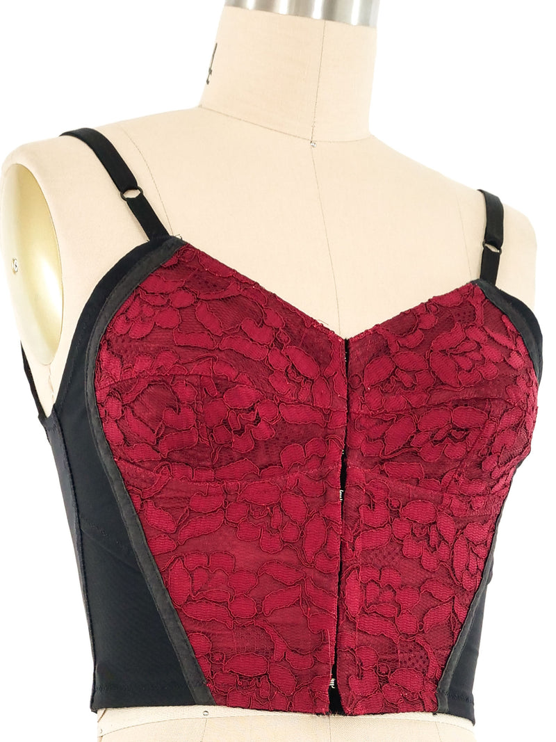 1990s Dolce & Gabbana Red Lace Bustier Top arcadeshops.com