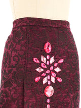 Dolce & Gabbana Magenta Brocade Rhinestone Mini Skirt Bottom arcadeshops.com