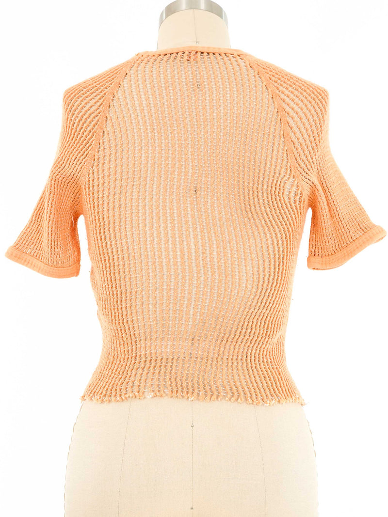 1970s Orange Cropped Czech Mesh Military Tee Top arcadeshops.com