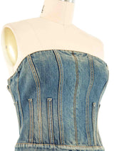 Alexander McQueen Denim Bustier Top arcadeshops.com