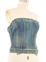 Alexander McQueen Denim Bustier Top arcadeshops.com