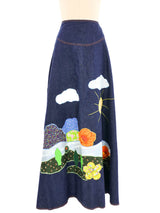 1970s Denim Applique Skirt Ensemble Suit arcadeshops.com