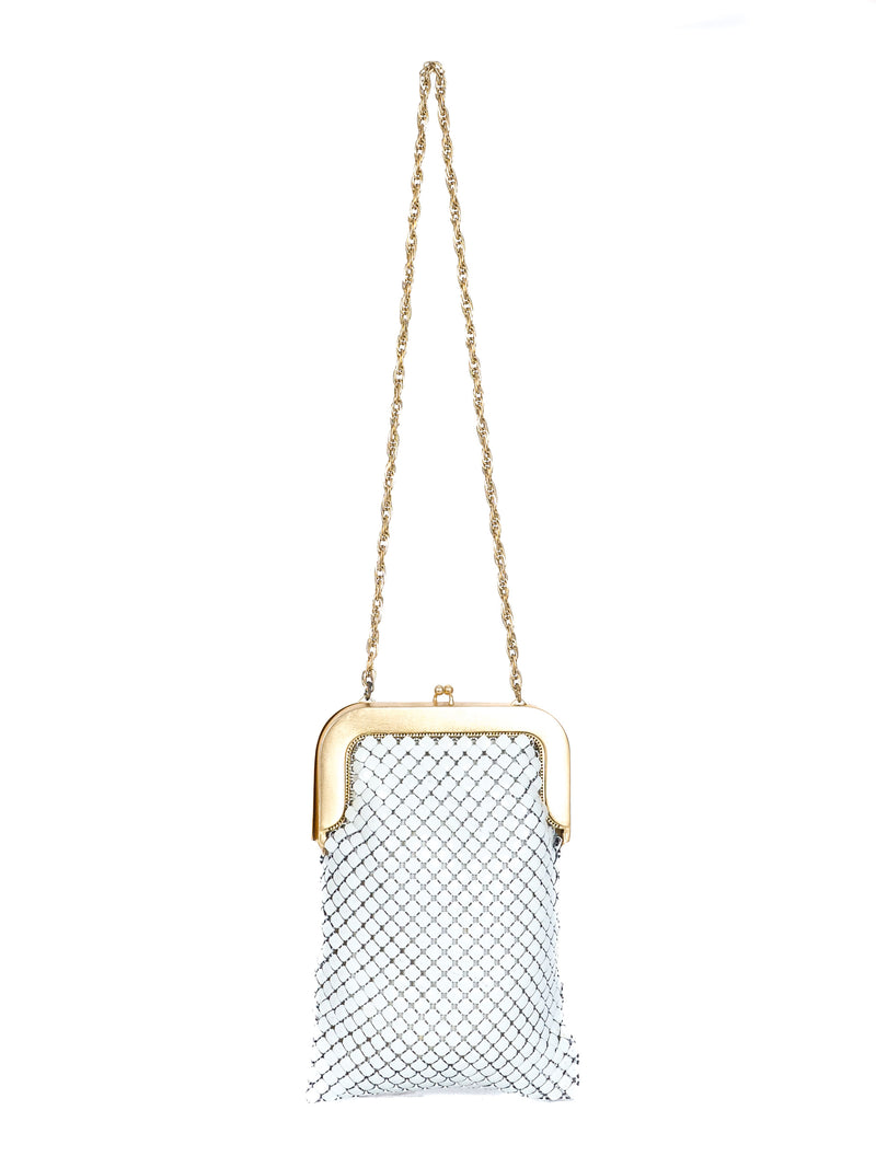 Whiting and Davis White Enamel Chainmail Bag Accessory arcadeshops.com