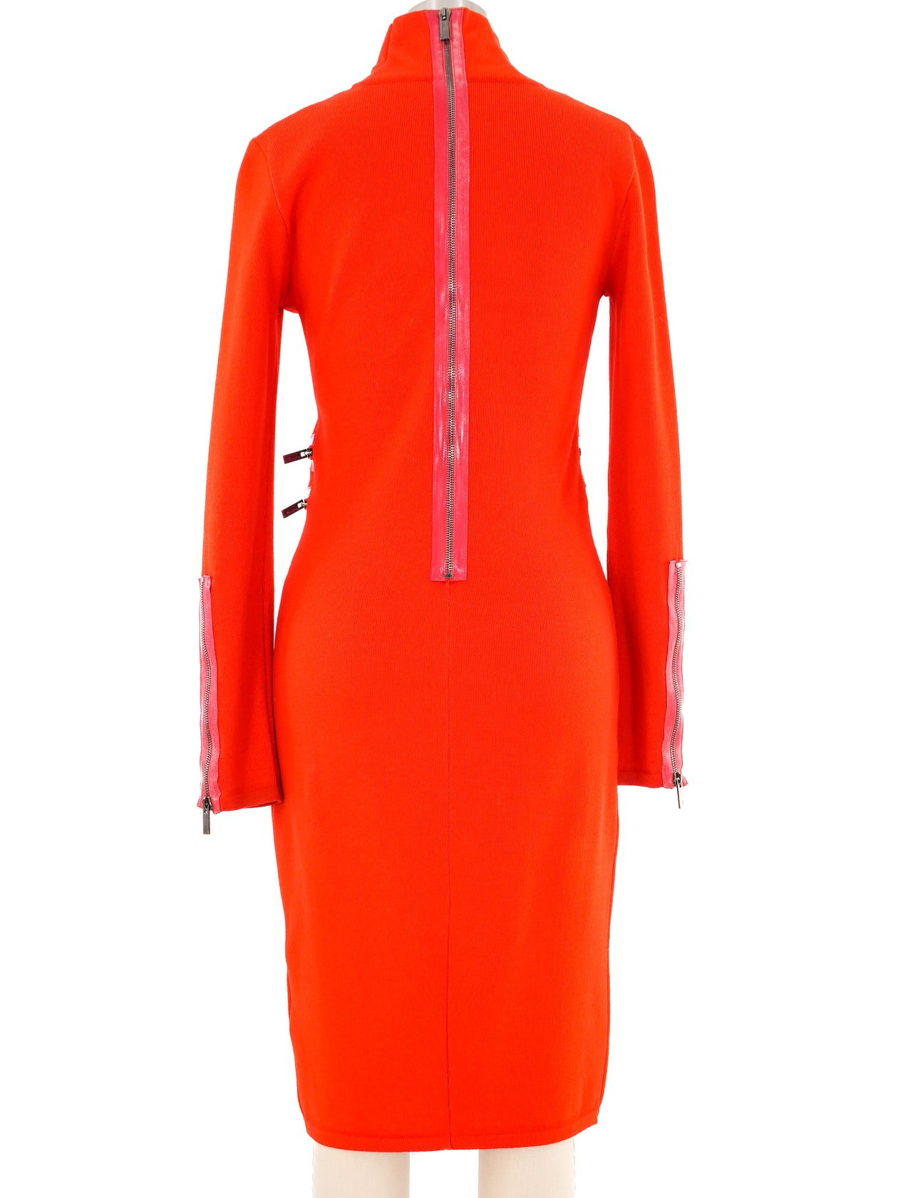 Blumarine Orange Zipper Accented Knit Bodycon Dress