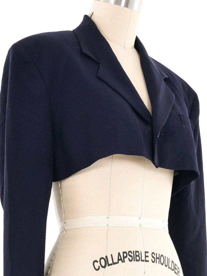 Yohji Yamamoto Navy Cropped Blazer Jacket arcadeshops.com