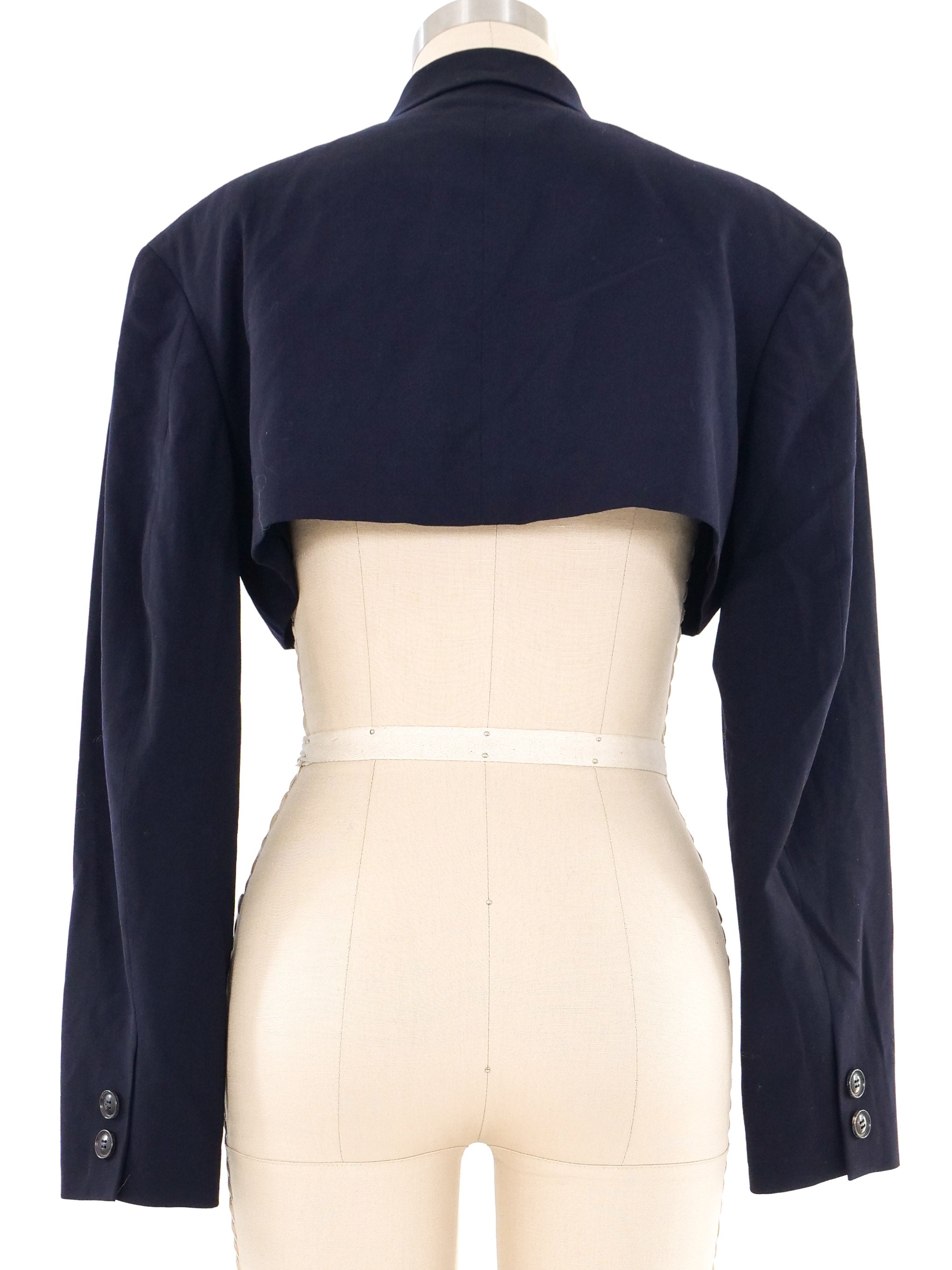 Yohji Yamamoto Navy Cropped Blazer Yohji Yamamoto Navy Cropped Blazer
