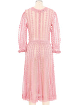 Pink Long Sleeve Crochet Midi Dress Dress arcadeshops.com