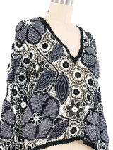 Black and White Shibori Applique Floral Crochet Top Top arcadeshops.com