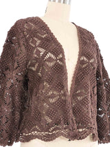 Chocolate Brown Raised Crochet Jacket Jacket arcadeshops.com