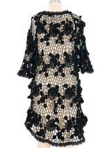 Black Floral Pom Pom Crochet Mini Dress Dress arcadeshops.com