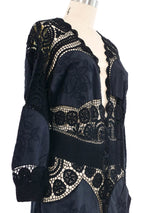 Black Rose Embroidered Cotton Crochet Jacket Jacket arcadeshops.com