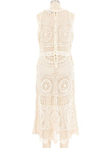 Cream Bateau Neck Sleeveless Crochet Midi Dress Dress arcadeshops.com