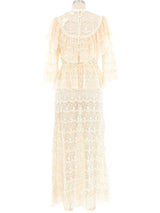 Cream Lace Ruffle Crochet Maxi Dress Dress arcadeshops.com