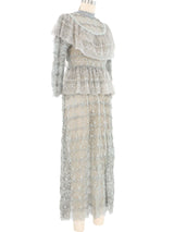 Grey Lace Ruffle Crochet Maxi Dress Dress arcadeshops.com