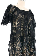 Black Embroidered Cotton Embellished Babydoll Dress Dress arcadeshops.com