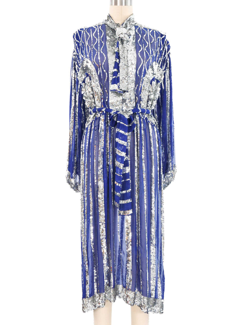 Royal Blue Sequin Embellished Chiffon Dress Dress arcadeshops.com