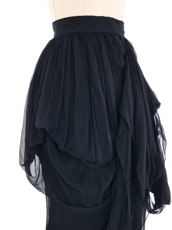 1993 Dolce & Gabbana Black Silk Draped Skirt Bottom arcadeshops.com