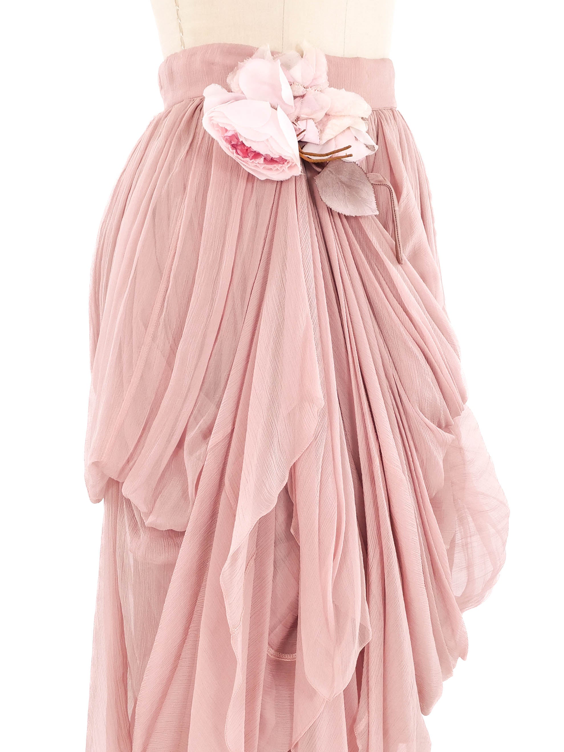 スカート DOLCE & GABBANA PINK SILK BLEND SKIRT Rose Logo Mini Skirt