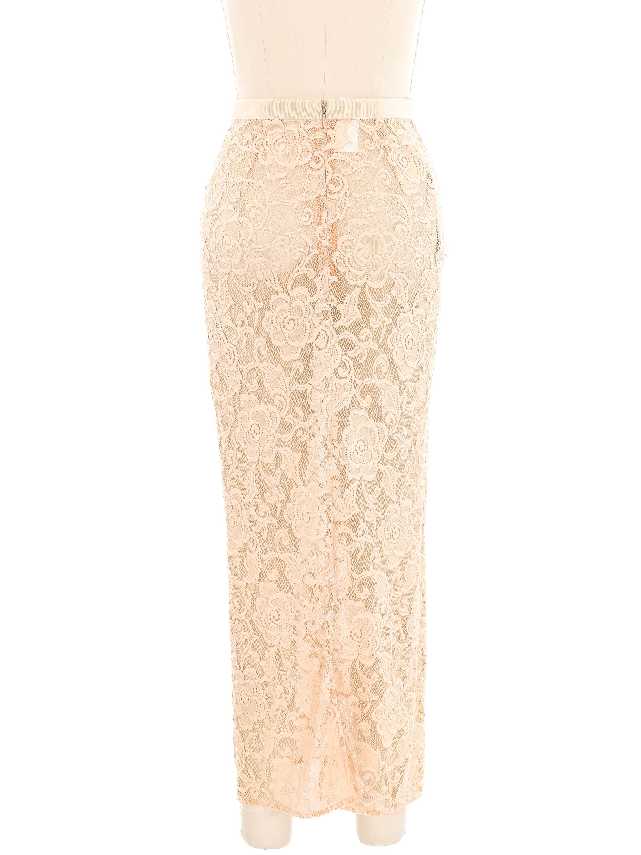 1996 Dolce & Gabbana Nude Lace Midi Skirt