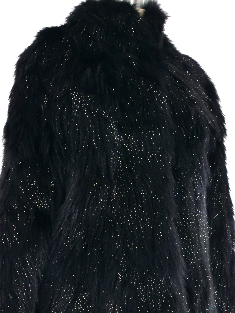 Escada Metallic Black Fur Jacket Outerwear arcadeshops.com