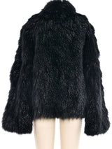 Escada Metallic Black Fur Jacket Outerwear arcadeshops.com