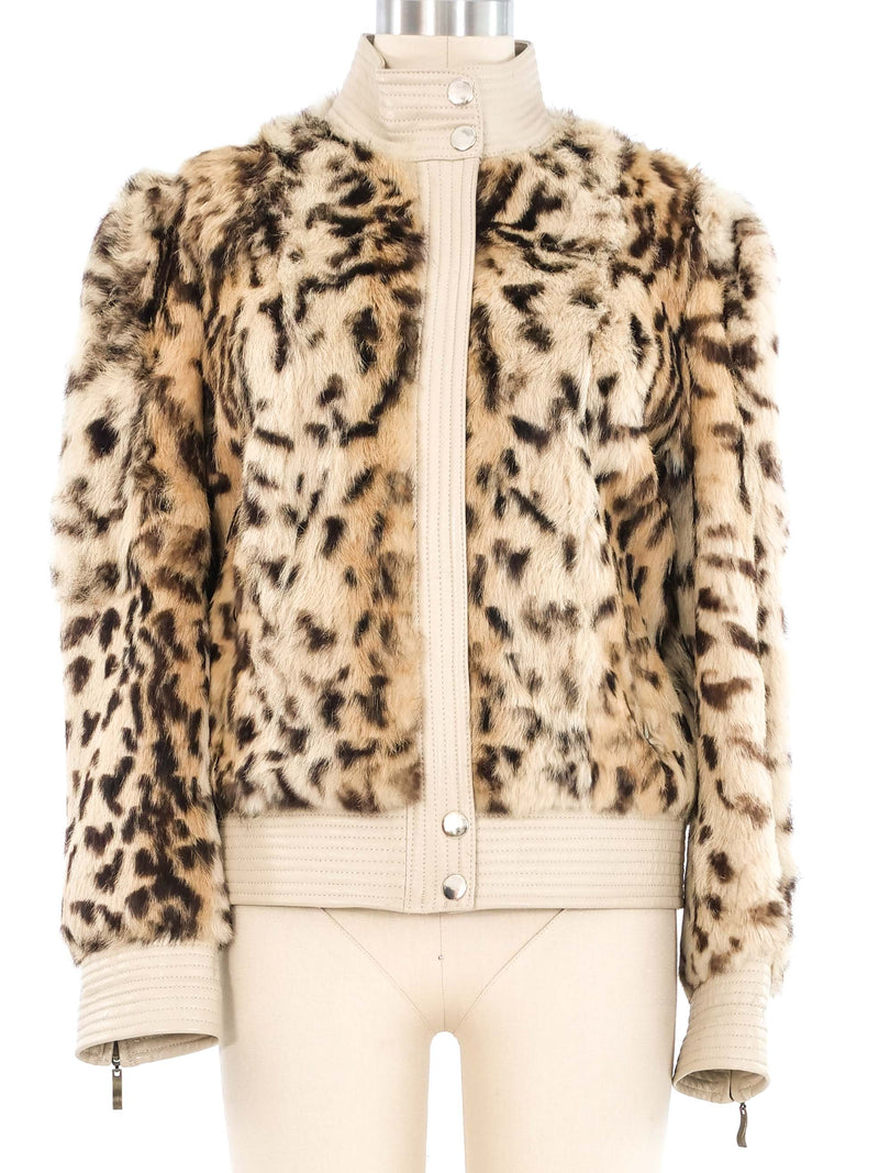 Balmain Leopard Printed Fur Bomber Jacket Jacket arcadeshops.com