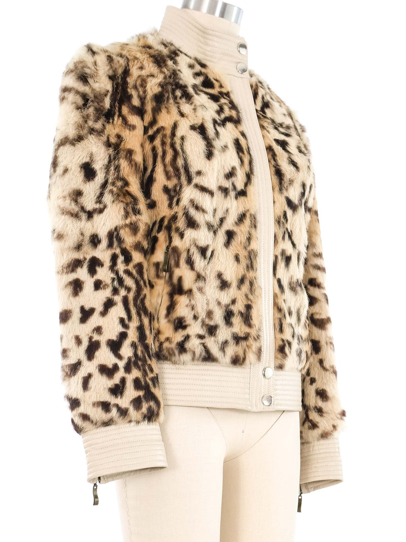 Balmain Leopard Printed Fur Bomber Jacket Jacket arcadeshops.com