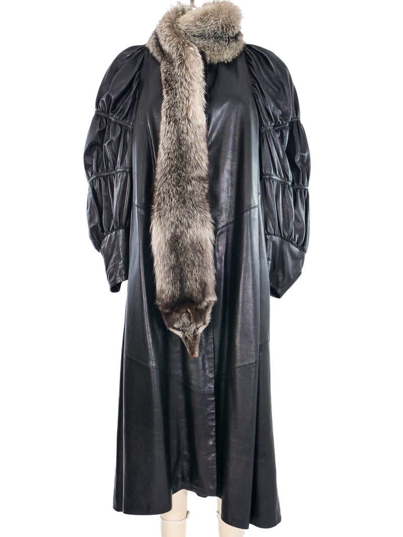 Full Fox Leather Duster Coat Outerwear arcadeshops.com