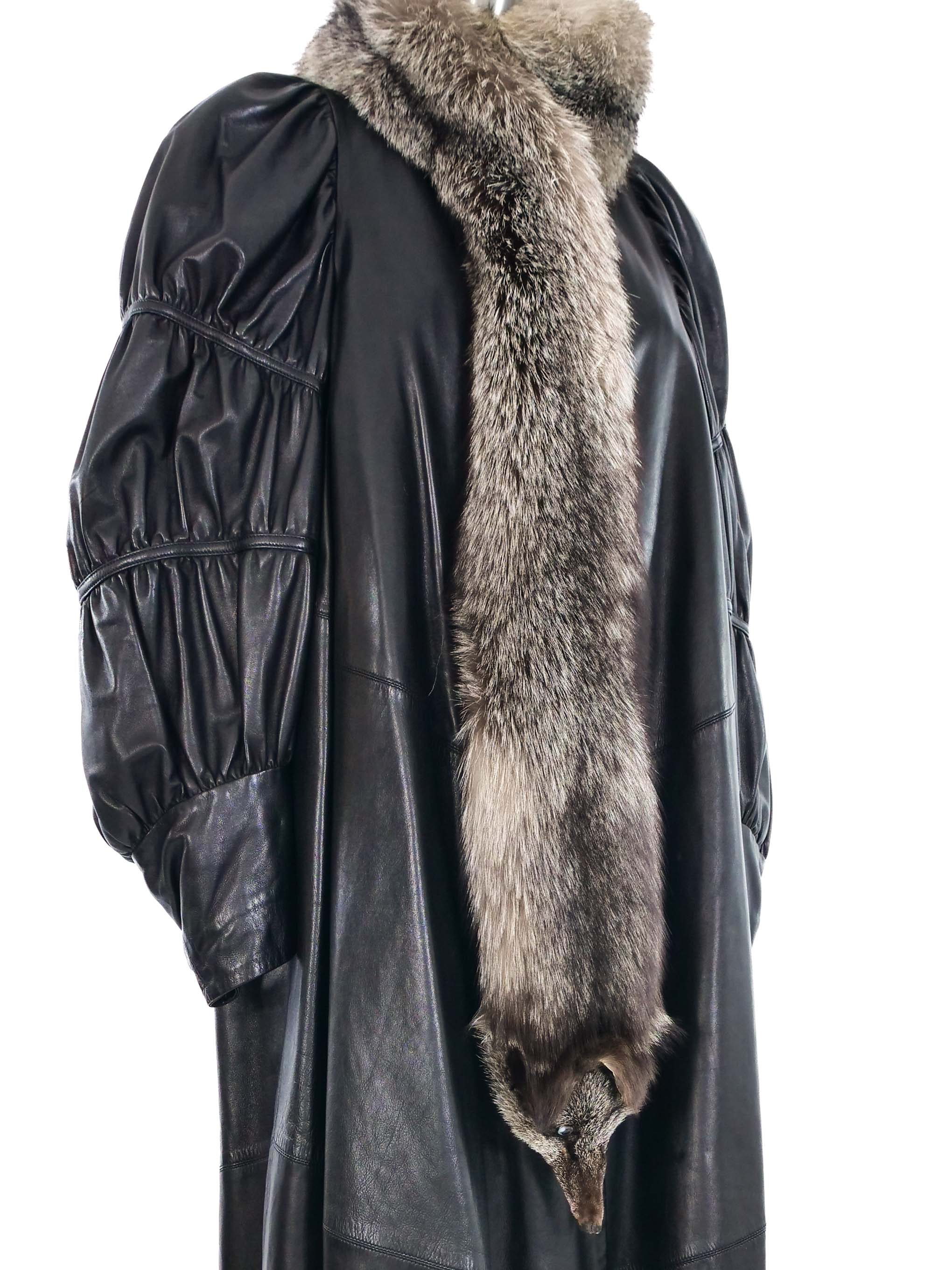 Full Fox Leather Duster Coat